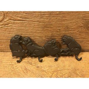 Cast Iron Four Pigs Tails Wall Hook 11"wide 4 1/8"tall Barbeque Decor 0184-0455